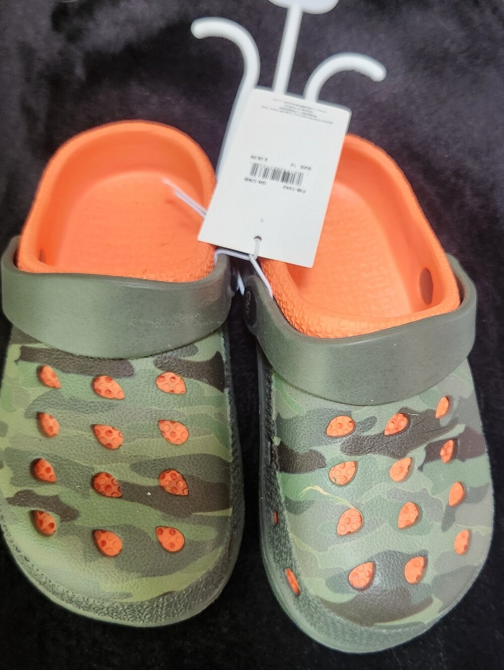 Kids Camo Crocstyle Slip-On with Orange Insole